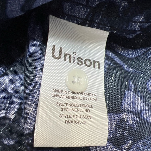 Create Unison Tropical Print Linen Blend Button Up Shirt - Picture 5 of 6